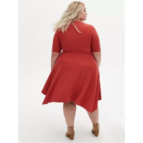 Torrid Terracotta Rust Orange Midi Super Soft Rib Hanky Hem Dress 2X - Picture 4 of 13